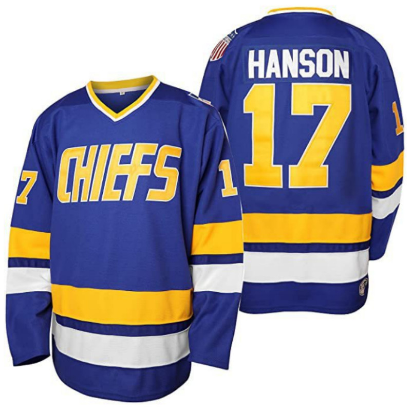 

Movie Hanson Brothers Charlestown Chiefs Slap Shot #16 17 18 Ice Hockey Jersey Men's Outdoor Sportswear Tops Sewing Embroidery