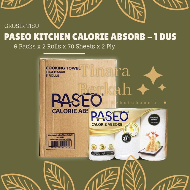 TX Tissue PASEO Calorie Absorb Kitchen Towel 3 Roll 1 DUS KARTON 6 Pack