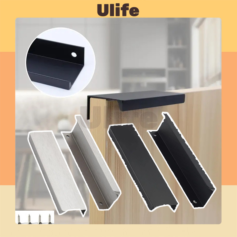Handle Hidden Silver Hitam Handle Gagang Lemari Minimalis Pintu Lemari Dapur