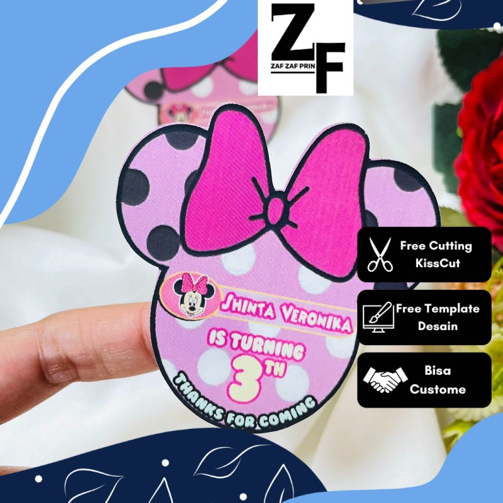 

ZAF 4-8 Sticker Karakter Ulang Tahun Anak Stiker Ultah Free Design Birthday Custom Chromo