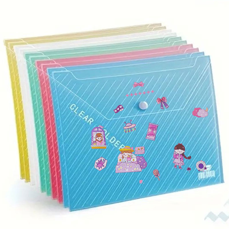 

10pcs plastic envelope, random color transparent folder 5 colors A4 suitable for school and office supplies, 12.6x9.06inch