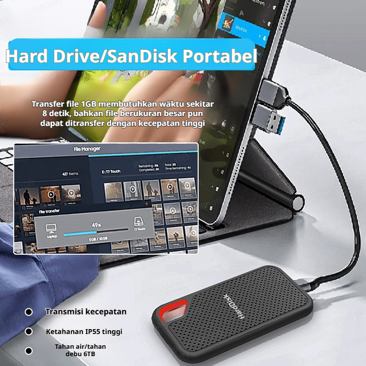 ⚡​Kirim cepat dalam 24 jam⚡【​SSD Portabel SanDisk E30 64GB dengan Kecepatan Tinggi】1TB SSD Hardisk E