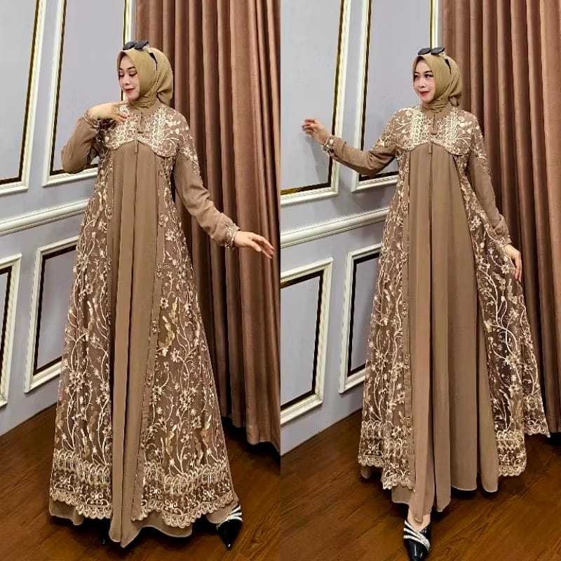[MURAH MERIAH] COD Dress  Brokat  Terbaru 2025  Mewah Kekinian Ellena Dress Maxy Gamis Terbaru Gamis