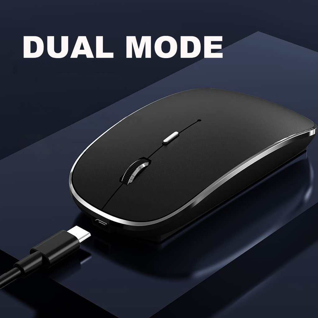

Wireless Mouse for Laptop, 2.4 GHz Cordless Mouse with USB/USB-C Dual Receiver for Computer, Rechargeable Portable Mouse