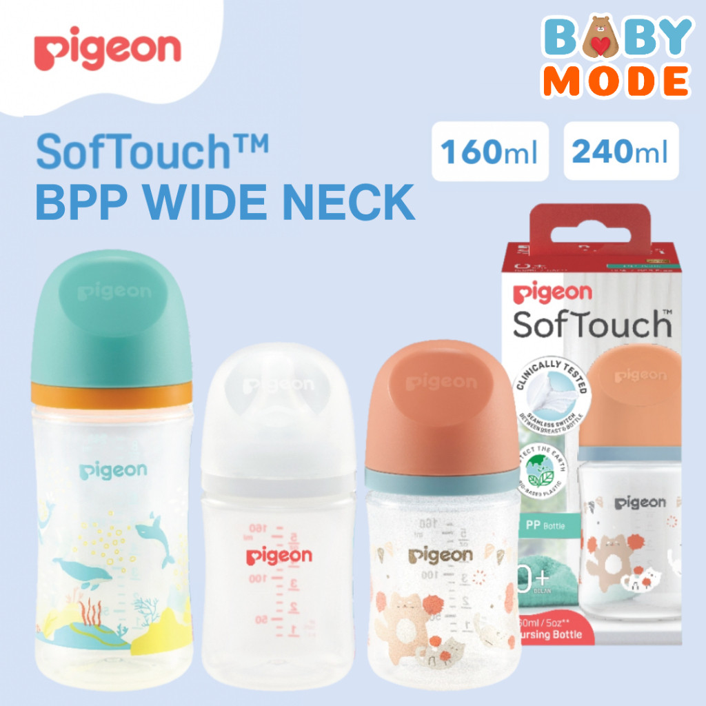 lll PIGEON Botol BPP Wide Neck w/ Soft Touch Nipple Perlengkapan Alat Dot Wide Neck Minum Susu Bayi
