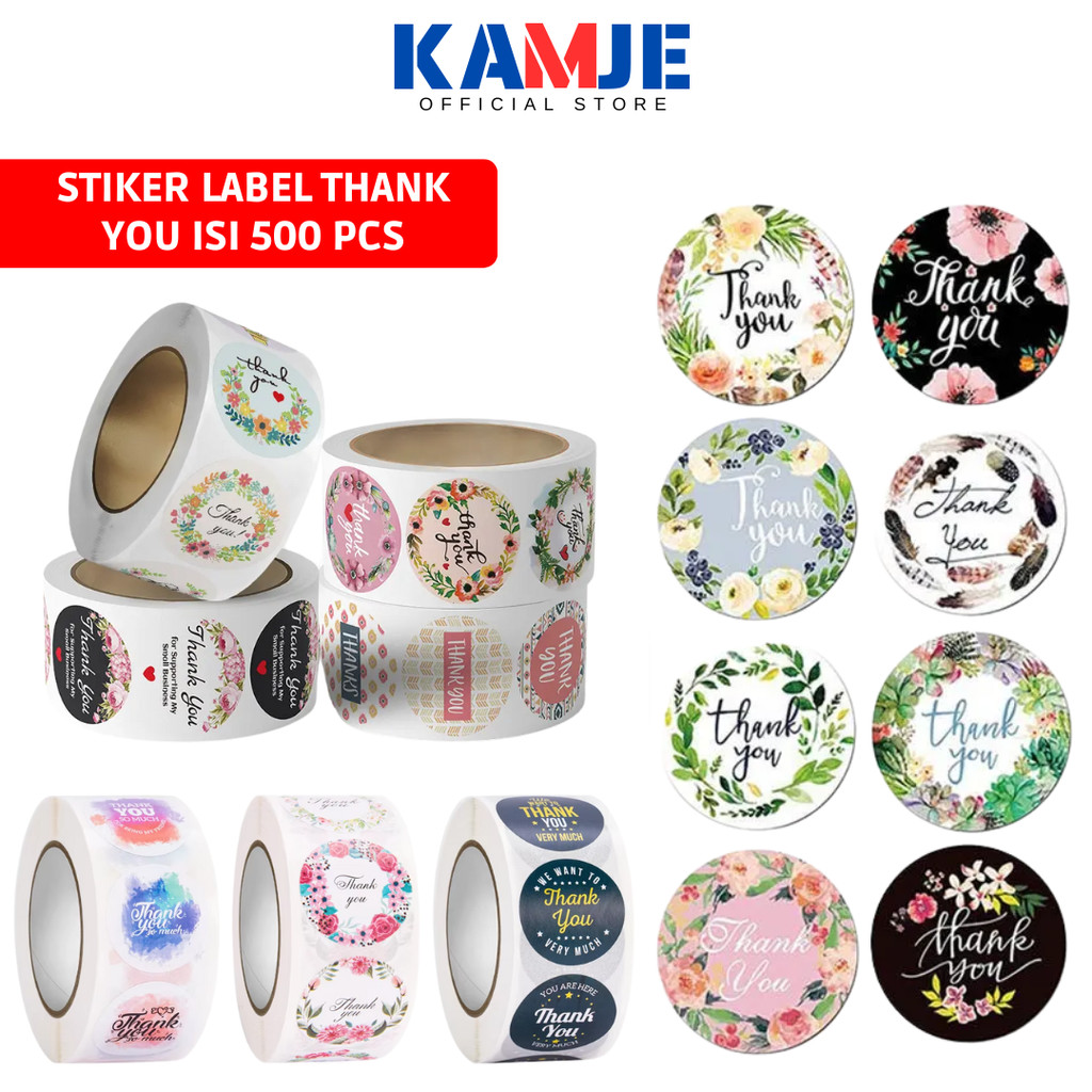 

KAMJE Sticker Thank You 500 pcs Stiker Label Roll Terimakasih Isi 500Pcs KMJ028