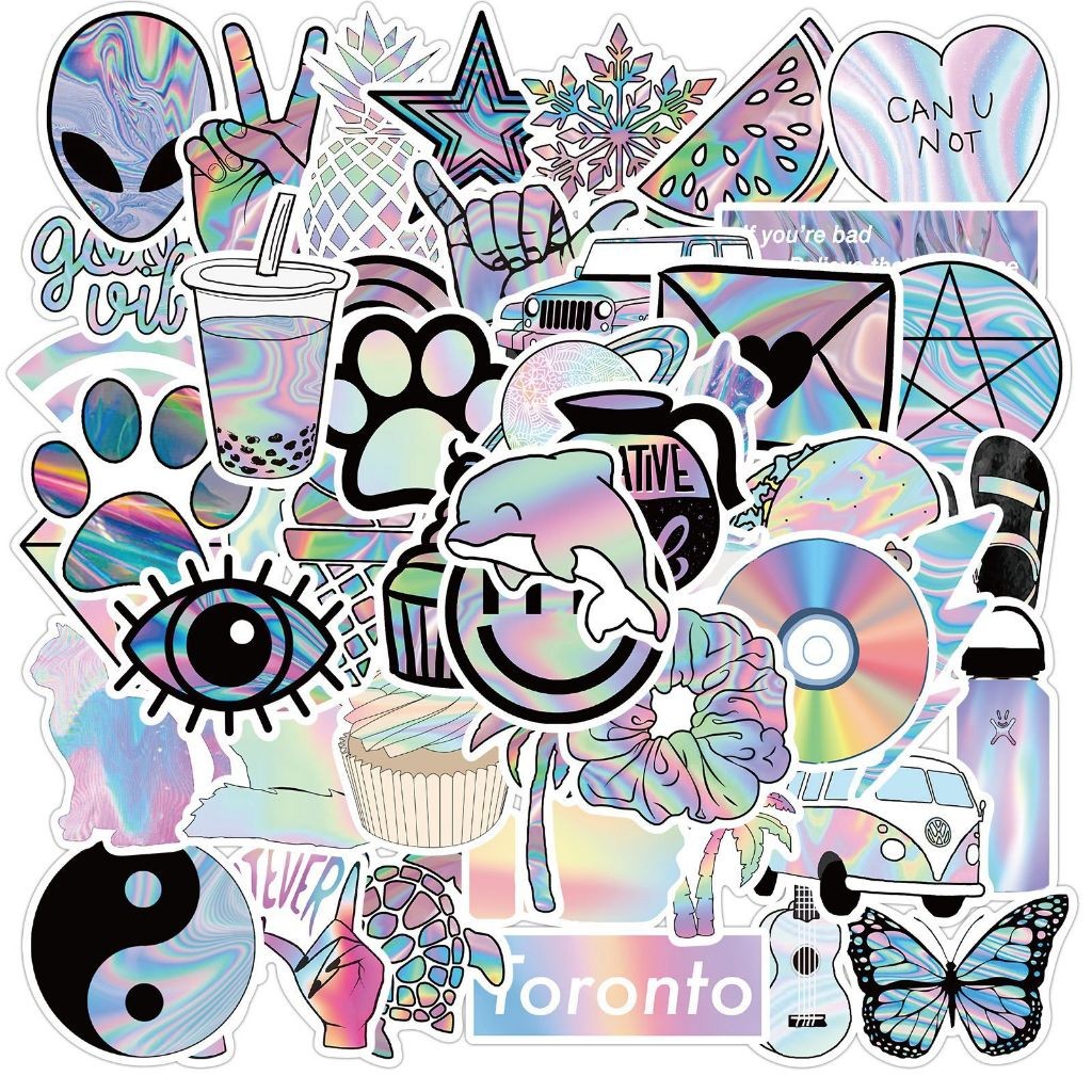 

Sticker Pack Lucu Laser Holografik Itu Keren Stiker Untuk Buku Tempel/buku Harian/dekorasi Laptop/sticker Helm Tahan Air Vinil/stiker
