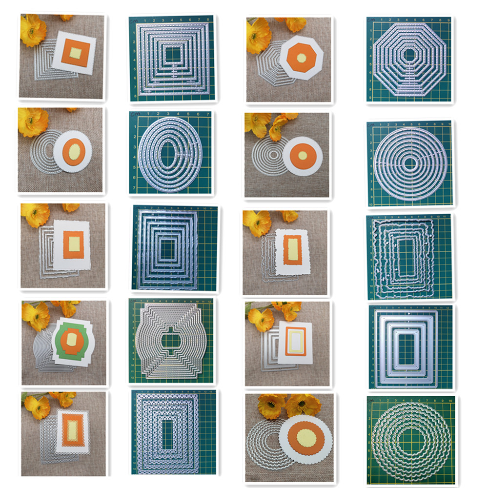 

(10 Styles) Basic Box Background Cutting Dies Carbon Steel Metal Cutting Dies Scrapbooking Decorative Paper Cards Template