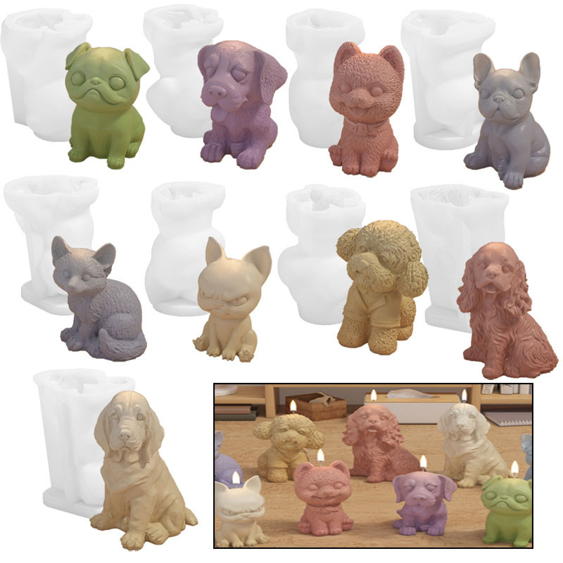 

DIY Cute Dog Cat Silicone Candle Mold 3D Animal Crafts Resin Gypsum Soap Mold Lovely Animal Craft Casting Mold Home Decor Gift
