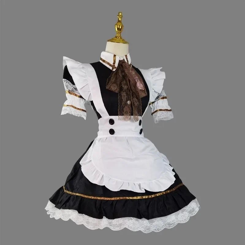 Men Maid Costume Plus Size 5XL Maiddresses Woman Black White Long Dress Maid Cosplay Lolita Casual S