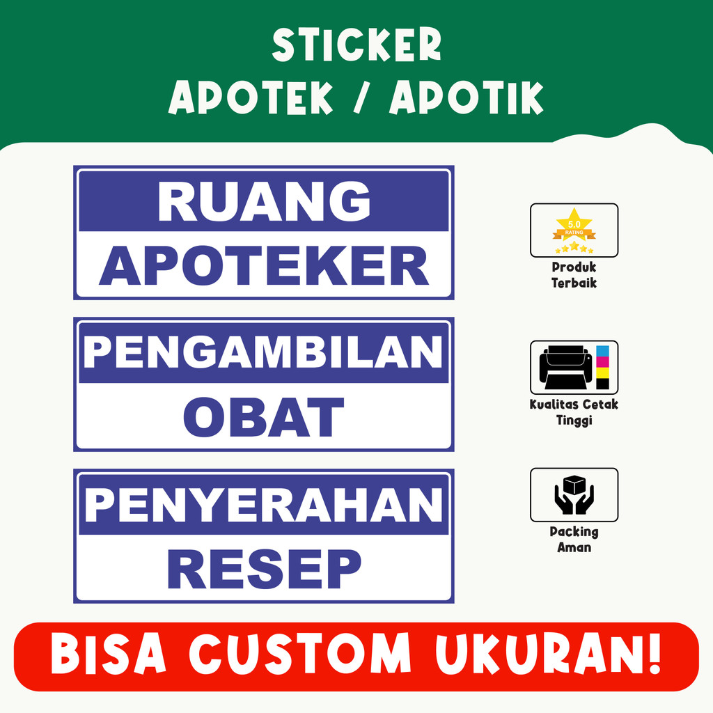 

Sticker Apotek / Apotik – Penanda Ruang dan Layanan, Bisa Custom Ukuran