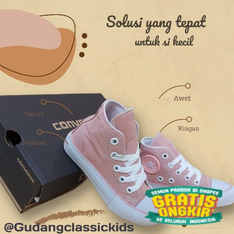 TERLARIS>>>Sepatu Anak Classic PINK Keren Murah Sepatu Converse Allstar Cewek Size 21 - 37 Sepatu Pe