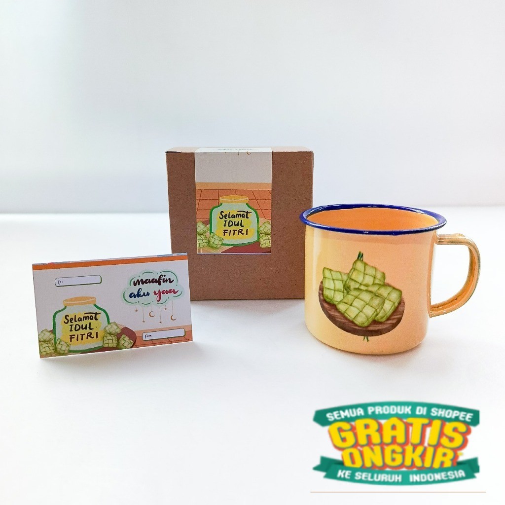 

Hampers Ramadhan Lebaran Idul Fitri Mug Cangkir Enamel Free Ucapan Hang Tag/ New kado