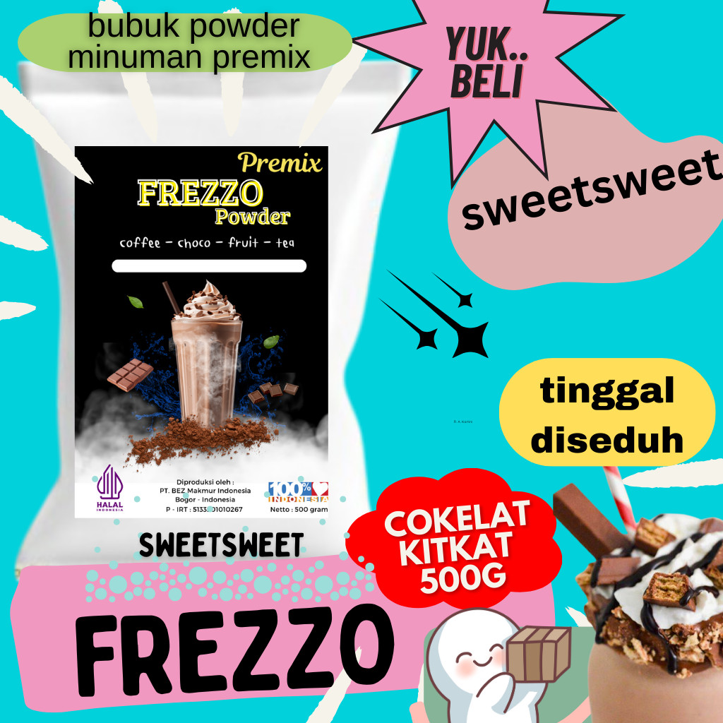 

Sweetsweet Frezzo Boba Powder Drink | Bubuk Minuman Cokelat Kidkat 500 g {Bisa COD dan Grosir}