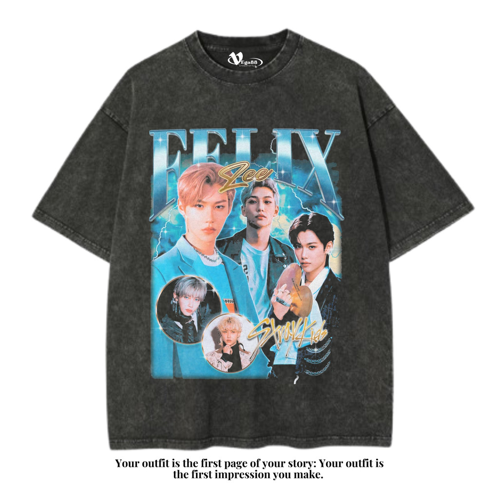 VEGA88 *felix stray kids* Kaos oversize | t-shirt oversized | kaos washed | washing | vintage tee