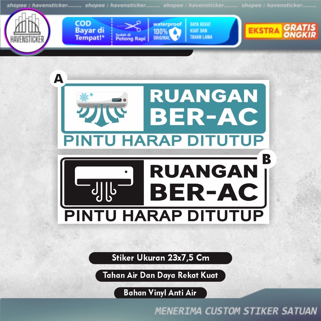 

Sticker Ruangan Ber Ac pintu harap ditutup - Stiker Ruangan AC