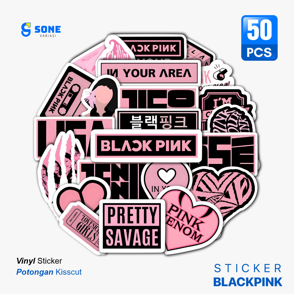 

Stiker Pack Black Pink Kpop Vinyl Waterproof untuk Sticker Buku Journal Casing HP Laptop Tumbler