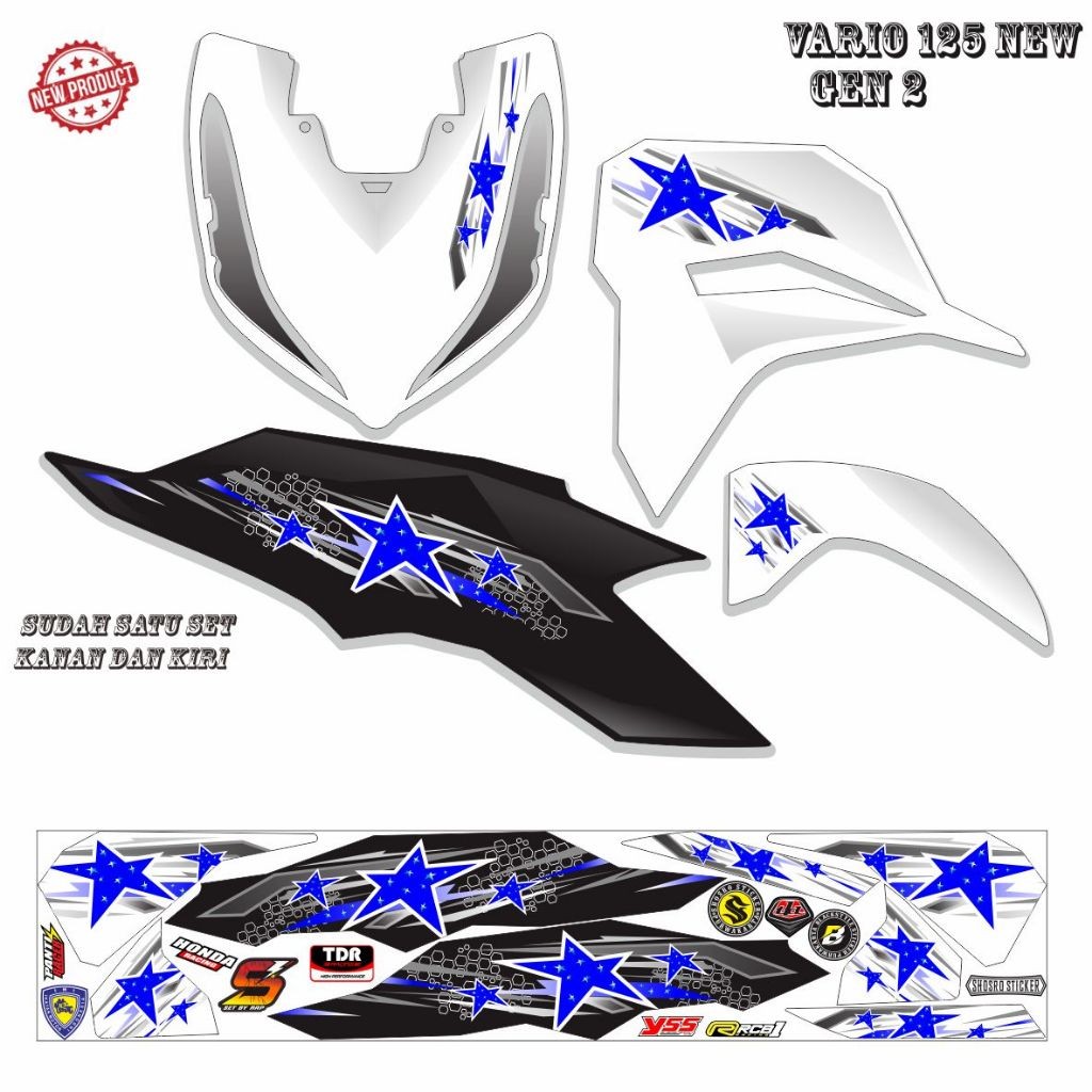 STIKER KEREN STRIPING MOTIF BINTANG RACING VARIASI VARIO NEW 125 GEN