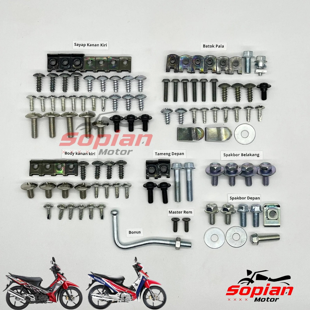 Baut Body Supra X 125 - Baut Supra X 125 Full set Tahun 2006 - 2012