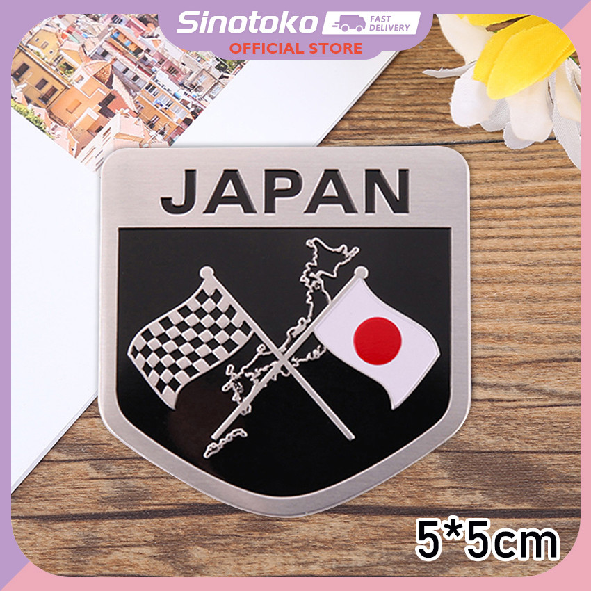 Stiker Lencana Bendera Balap Jepang / Stiker Lencana Bendera Balap Aluminium Mobil & Sepeda Motor Je