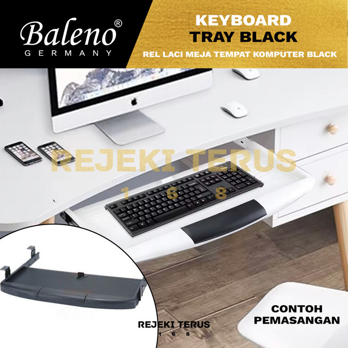 Keyboard Tray / Tempat Keyboard Komputer HITAM Rel Laci Tempat Tatakan Keyboard Meja Komputer