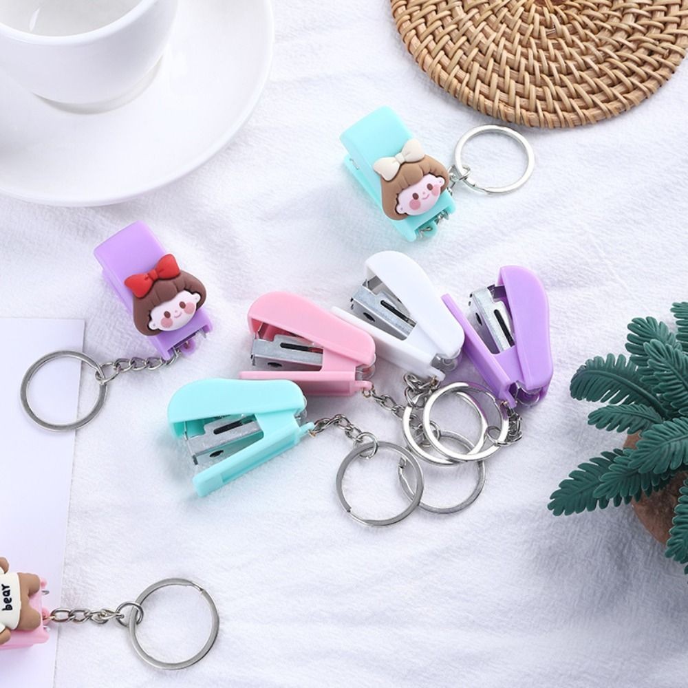 

Mini Mini Stapler Cute School Office Supplies Student Stationery Staples Binding Tools Gift Cartoon Stapler Keychain