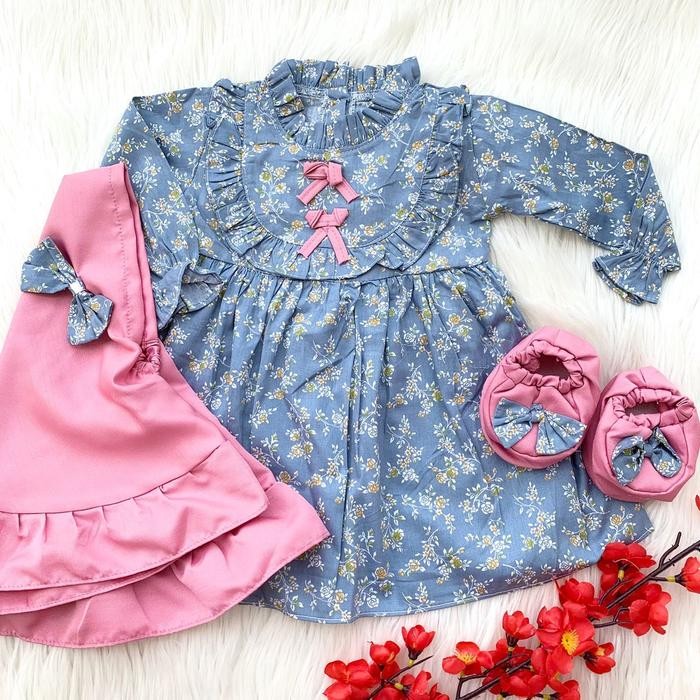 "HST.H" - TERLARIS Baju gamis muslim free kerudung bagus bestseller anak bayi cewek perempuan murah 