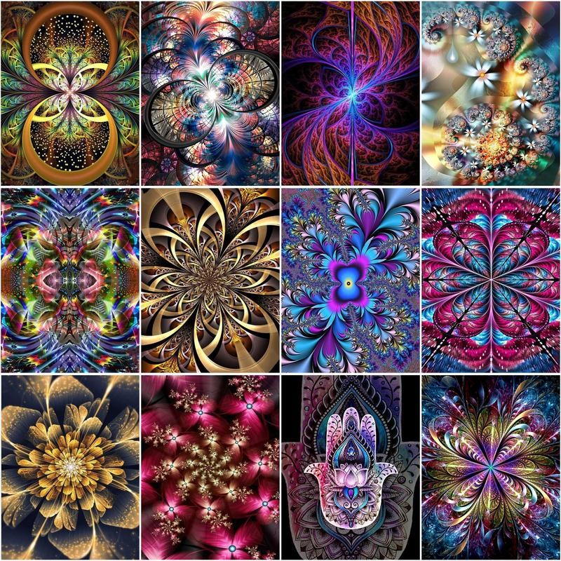 

RUOPOTY Acrylic DIY Painting By Numbers With Frame Mandala Flowers Picture Handpainted Oil Painting For Home Decor Gift 60x75cm