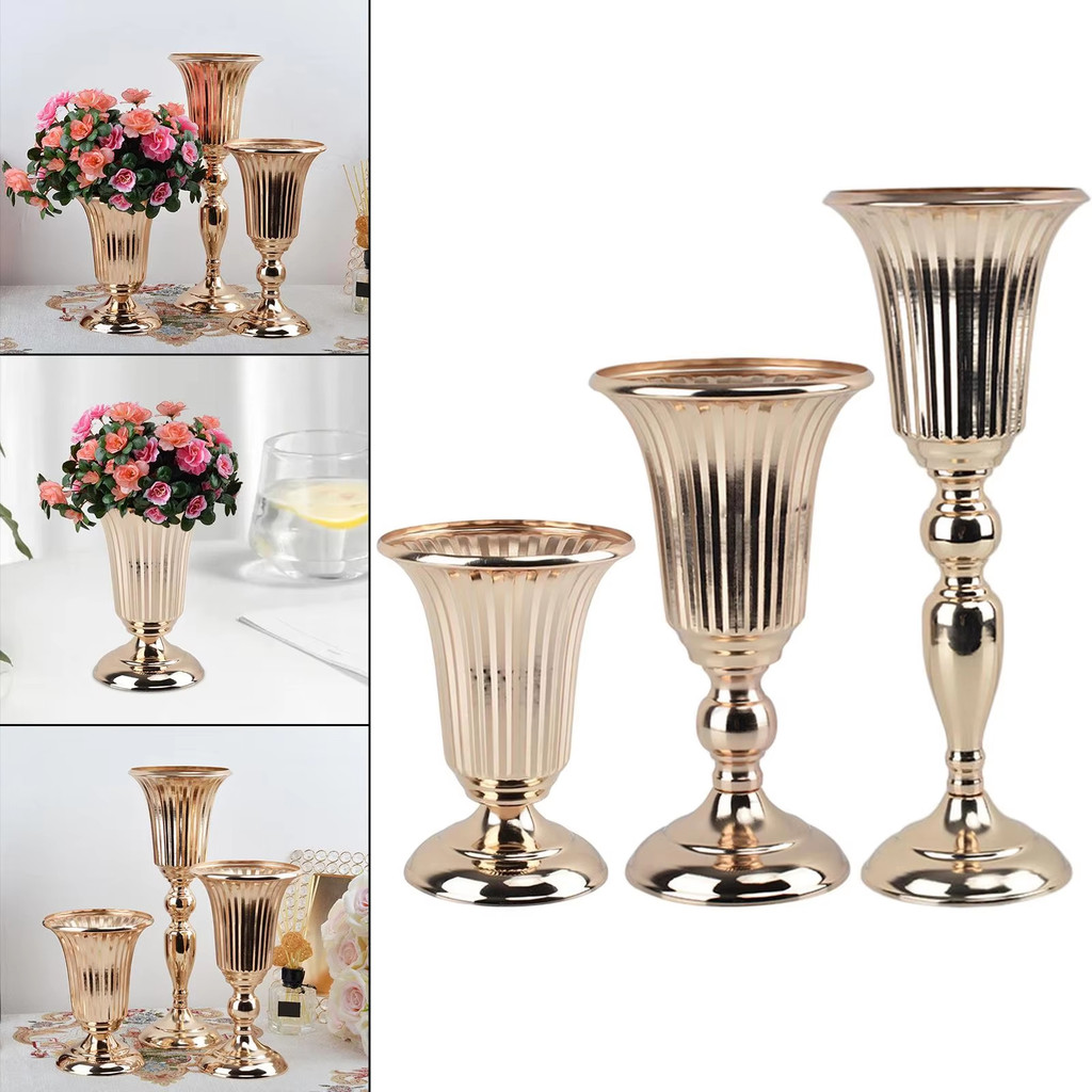 

1/2PCs Metal Trumpet Vases Wedding Party Props Centerpieces Flower Stand Candle Holder Welcome Area Road Guide Desktop Decor