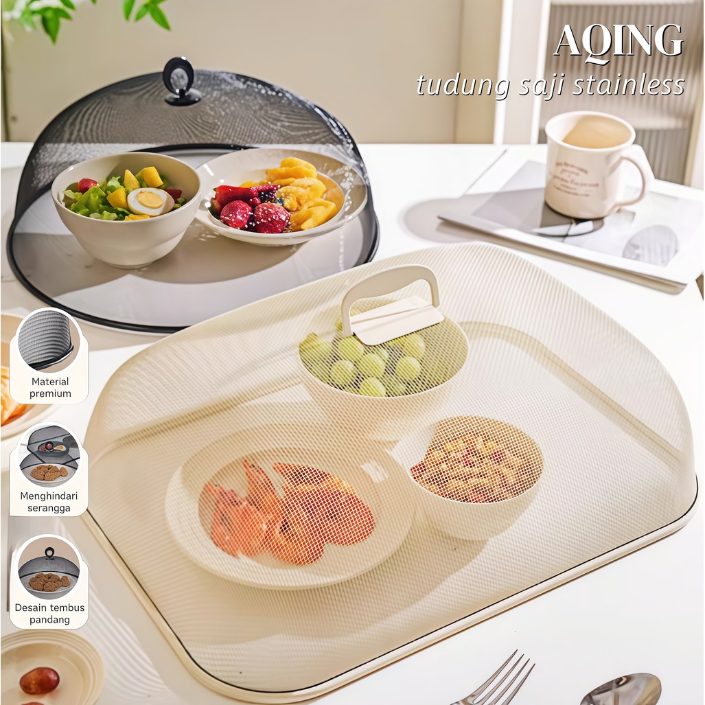 【AQING】Tudung Saji Besi Wiremesh Food Cover Stainless /Tudung Saji Stainless Steel Estetik Hitam Put