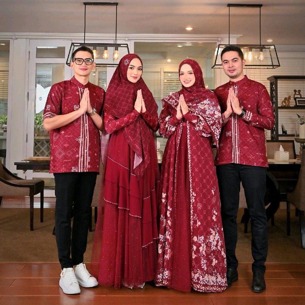 Sarimbit Keluarga Ibu Ayah Anak Eldeena Mutiara Series Outer Set Gamis Syari Scarf Kemeja Koko