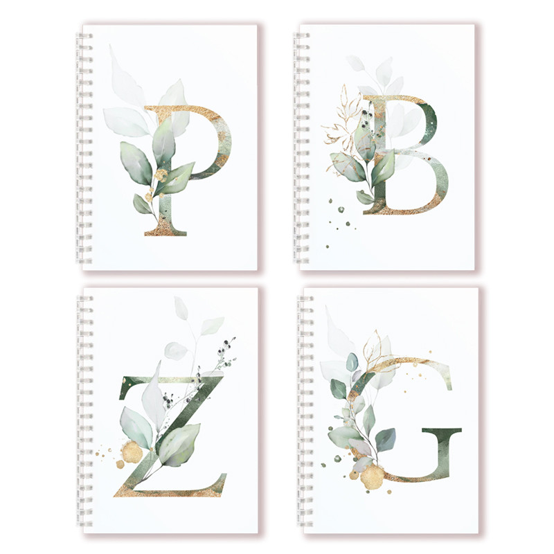 

Lined Page Spiral Notebook Initial Alphabet Letters Note Book Writing Pads Majuscule Letter With Flower Personality Name Design