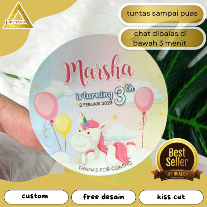 

INKA Sticker Bulat Ulang Tahun Anak Stiker Ultah Free Design Template Birthday Bahan Chromo