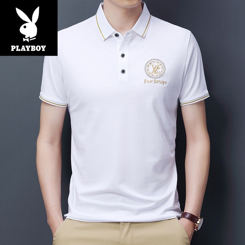 Playboy Pakaian Ziyuan Musim Panas Kaos Kerah Baru Pria Kaos Polo Fashion Lengan Pendek Setengah Len