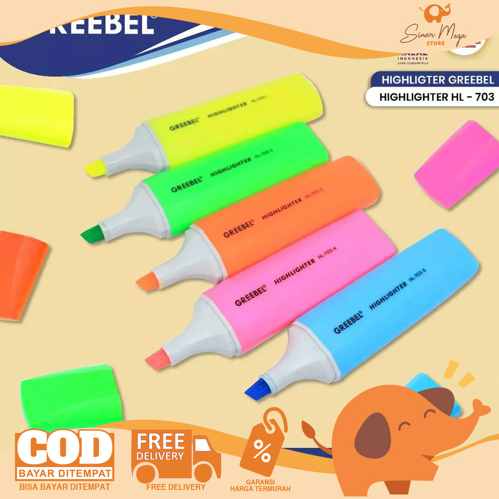 

GREEBEL Perfect Highlighter HL-703 - Spidol Warna Penanda SATUAN Murah