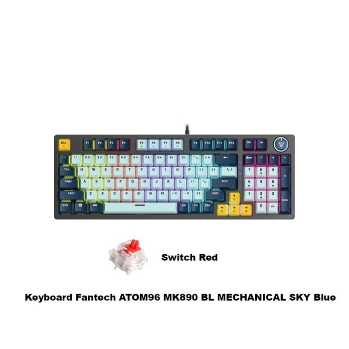Keyboard Fantech ATOM96 MK890 BL MECHANICAL SKY Blue - Switch Blue - Switch Blue
