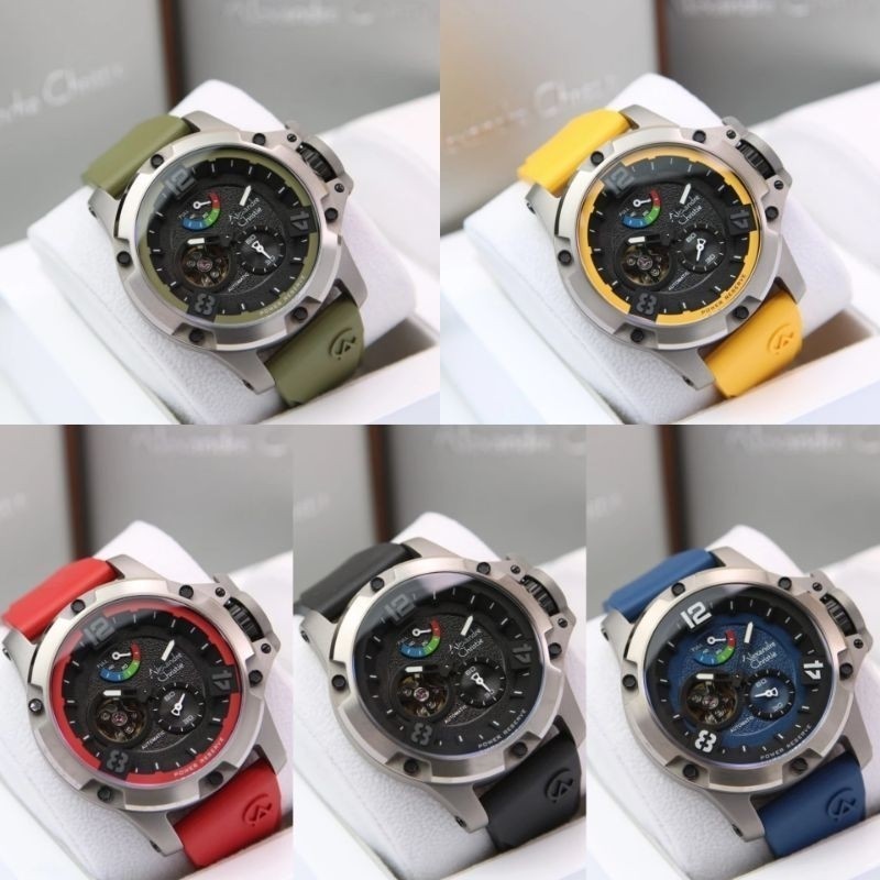 FLASH SALE Jam tangan pria Alexandre Christie Ac 6295/ Ac6295 Titanium  Rubber  Automatic rubber Ori