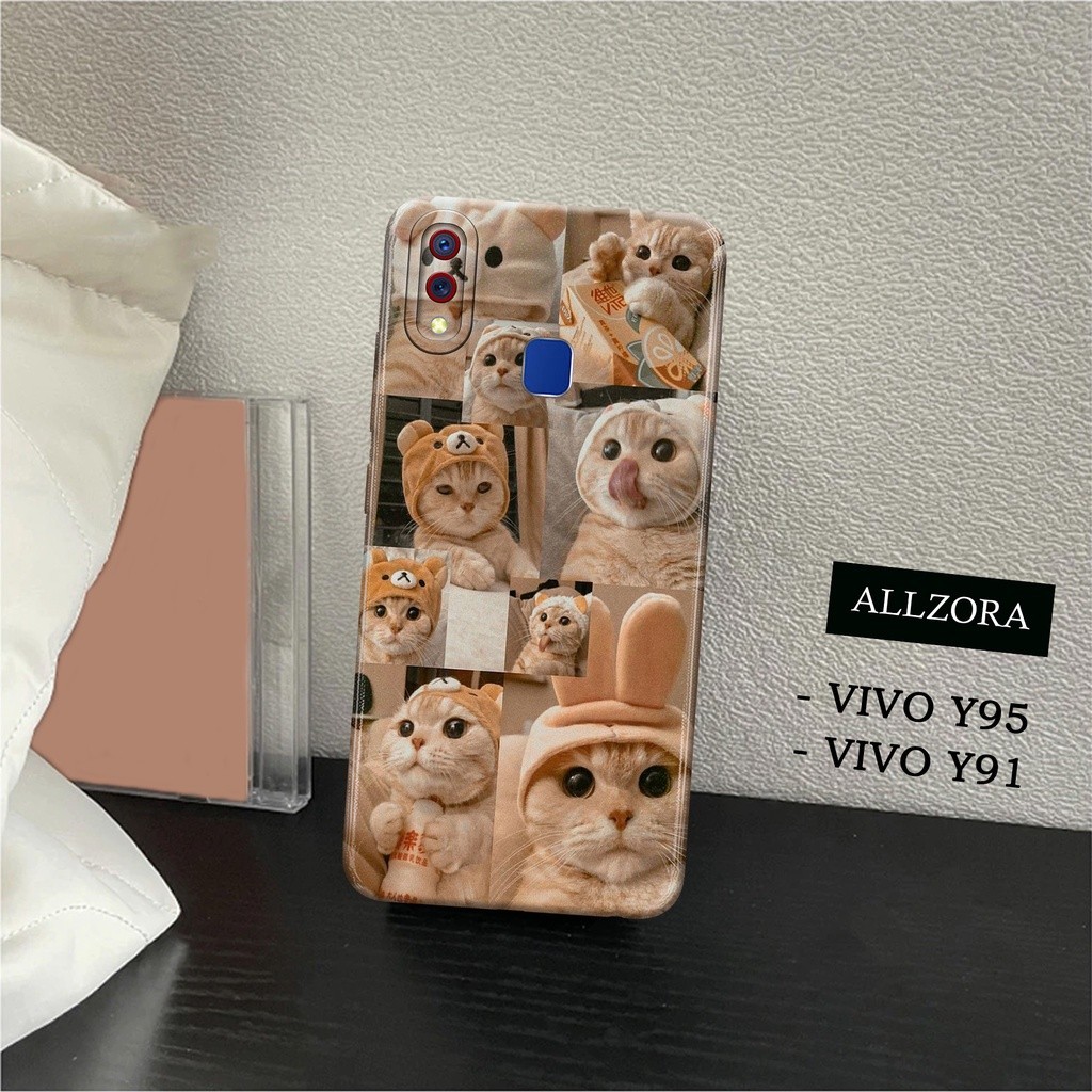 ALLZORA - Case Vivo Y91 / Vivo Y95 Terbaru - Fashion Case KUCING - Softcase Pro Camera - Kesing Hp -