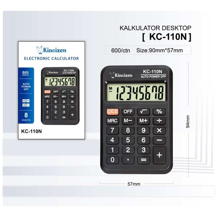 

Kalkulator Kincizen KC-110N / Calculator Alat Hitung