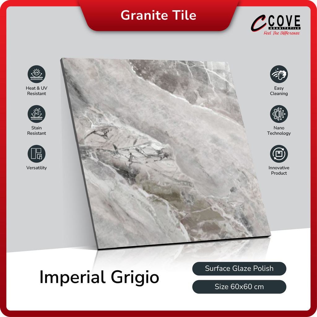 Cove Granite Tile Imperial Grigio 60x60 Granit / Keramik Lantai
