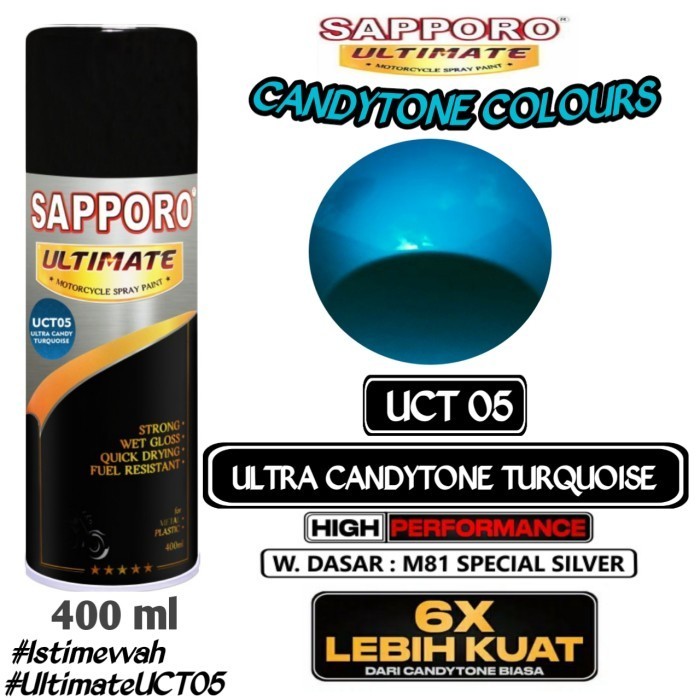 

UCT05 ULTRA CANDY TURQUOISE SAPPORO ULTIMATE 400ml Cat Semprot Pylok