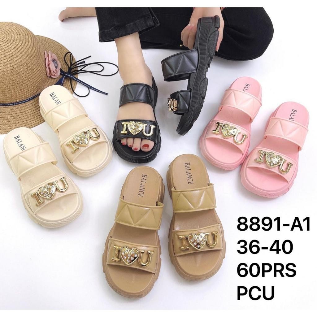 Sandal Selop Wedges Wanita Strap Dua Jelly Import Terbaru JS-8891-A1