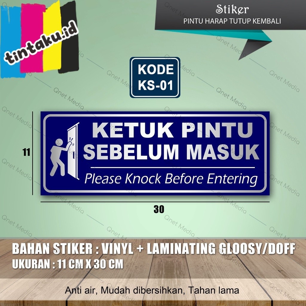 

STIKER KETUK PINTU SEBELUM MASUK + LAMINASI GLOSSY