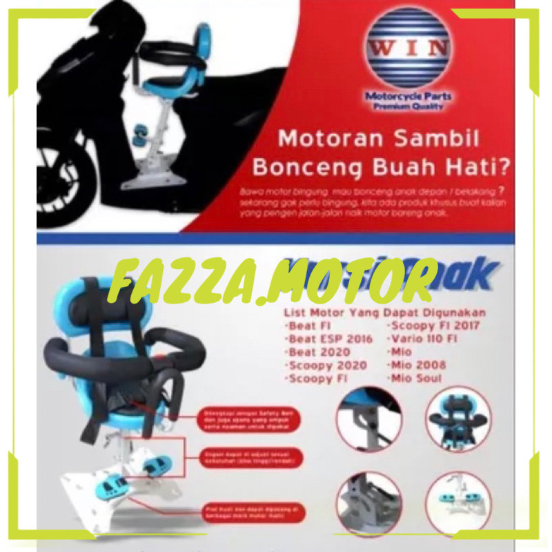 Kursi Boncengan Anak untuk Motor Matic WIN | jok bonceng duduk depan bayi / portable baby chair deng