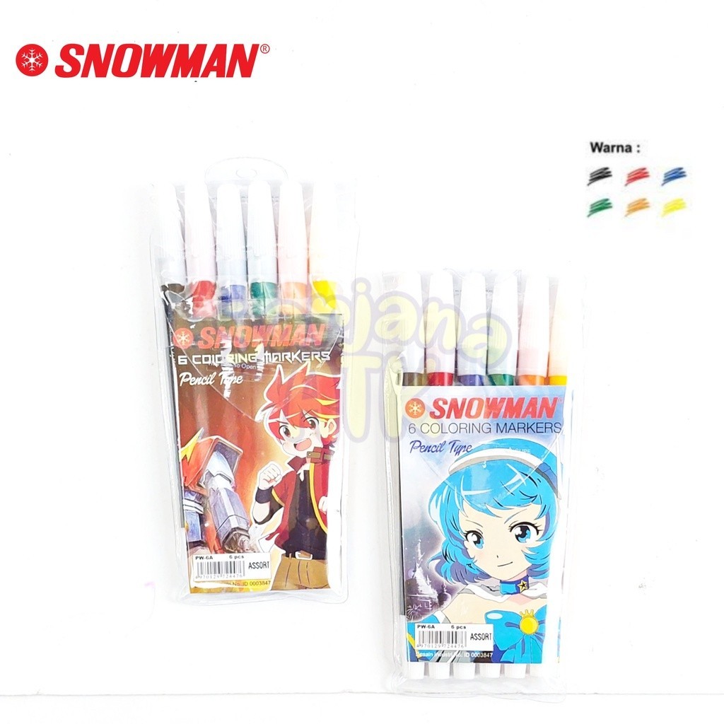 

Spidol Mewarnai / Spidol Snowman 6 Warna