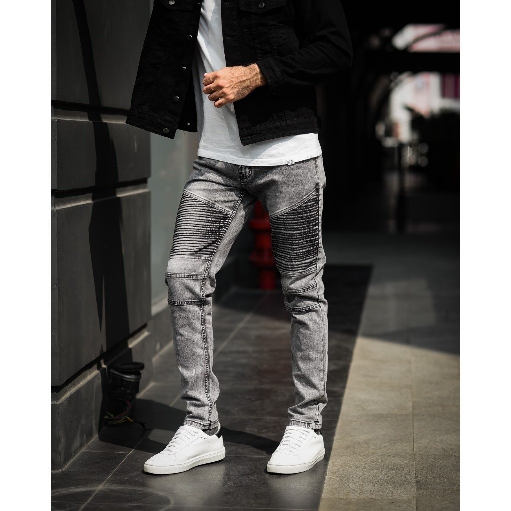 Weird Jeans  - Biker Jeans Pure Grey - Celana Jeans Stretch Polos Skinny Slimfit