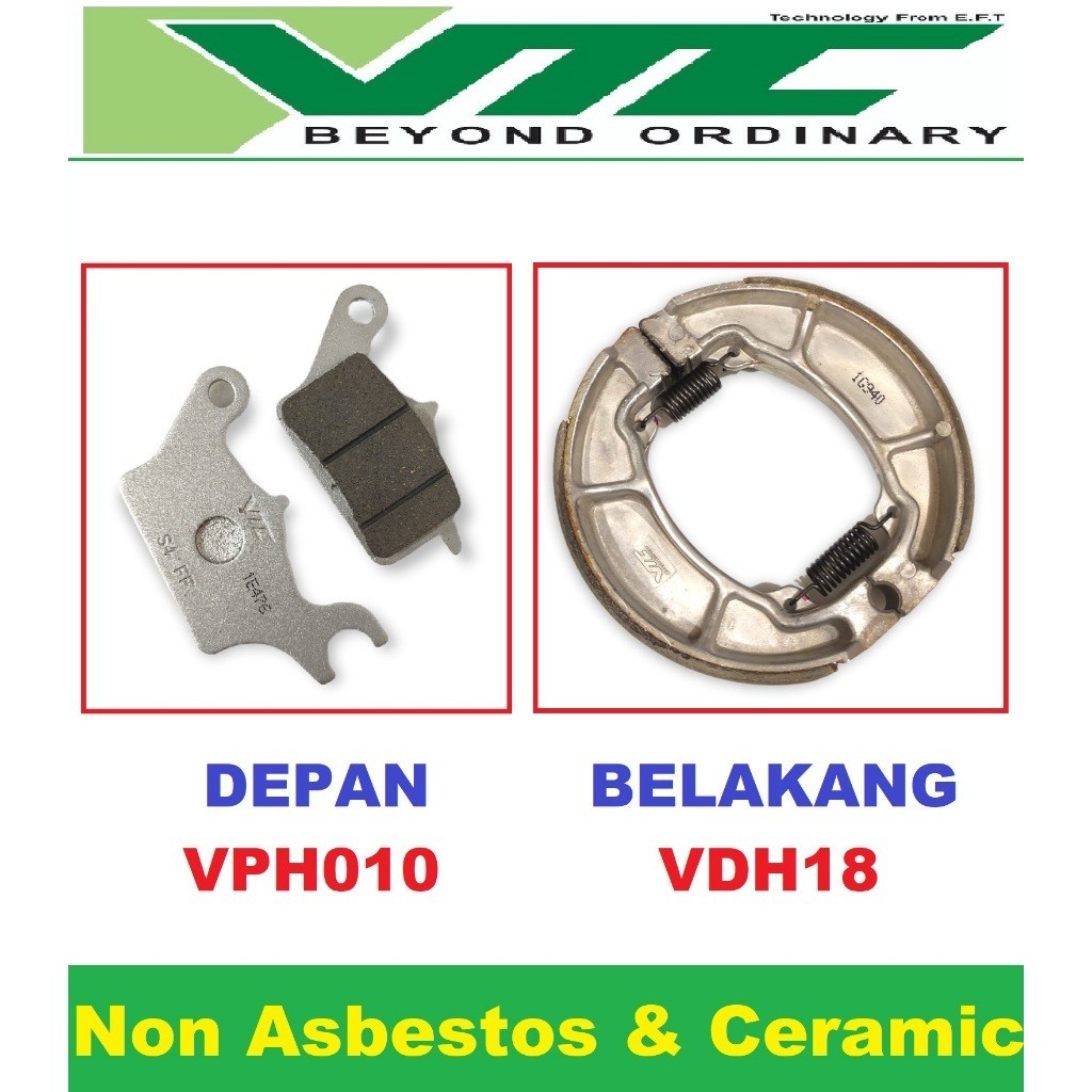VTC paket kampas rem depan belakang Vario 110 Techno Karburator  ori original