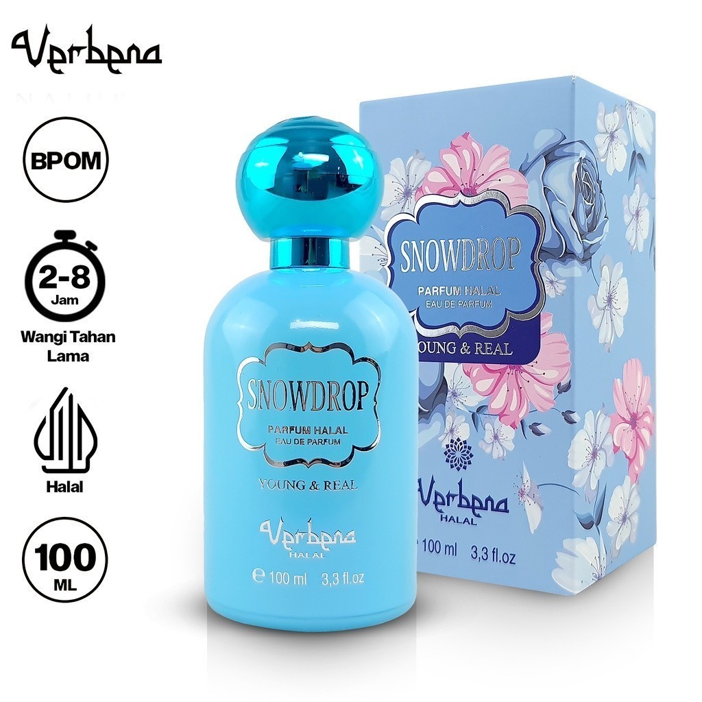 Verbena Eau De Parfum Snowdrop Young & Real 100 ML Parfum Wanita Halal EDP Cologne BPOM