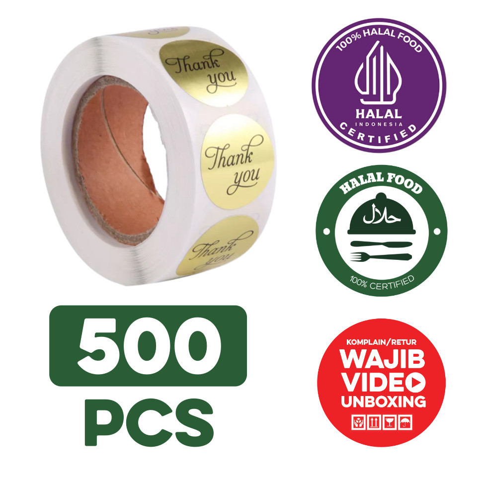 

( Super Seller Star ) Stiker HALAL 500 Pcs Sticker WAJIB UNBOXING Label Bulat ST001