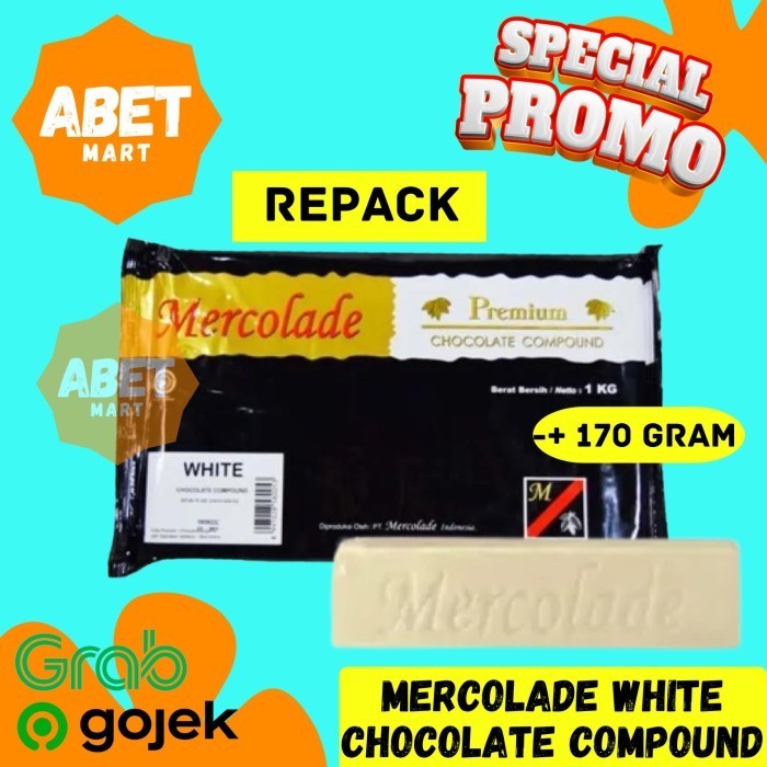 

Mercolade White Chocolate Premium Kemasan Repack +-170Gr - 170 Gr Gram Cokelat Coklat Putih Melted Mercolad